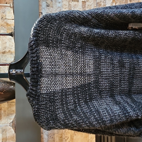 Peter England Handmade Crochet Knit Black/White/Gray Button Front Cardigan Sz M - Picture 9 of 9